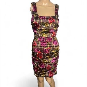 NWOT JAY GODFREY Floral Sleeveless Satin Body-con Dress Size 2